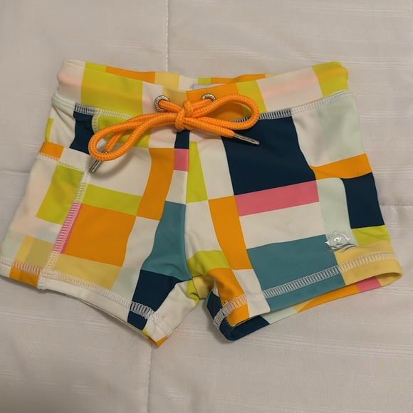 BNWTS Swim Zip Colorful Geometric Swim Shorts, Sz 2T - Picture 3 of 6